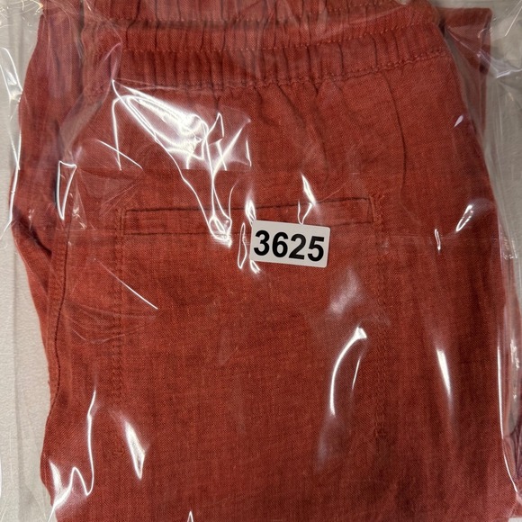 Athleta 100% Linen Joggers Rust Orange Drawstring Pants Womens Size 0 - Picture 8 of 9